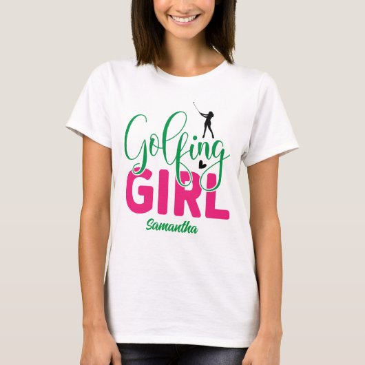 T-shirt fille de golf avec nom modifiable (Devant)