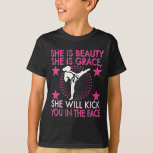 T-shirt Fille de karaté taekwondo femmes coup de pied de k