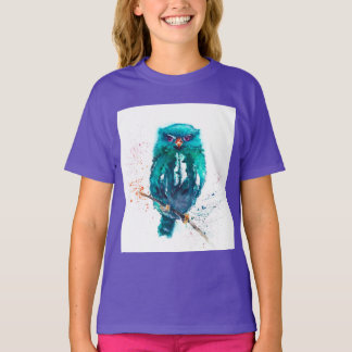 T-shirt fille de la tribu des Hibou d'aquarelle