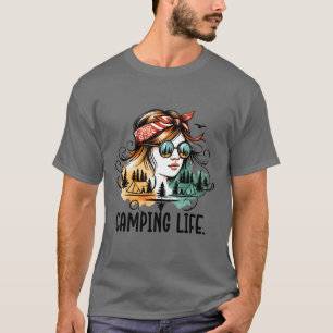 T-shirt Fille de la vie en camping avec reflet de la natur