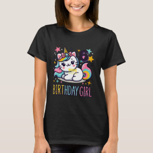 T-shirt Fille de l'anniversaire ans, chat licorne, tees6