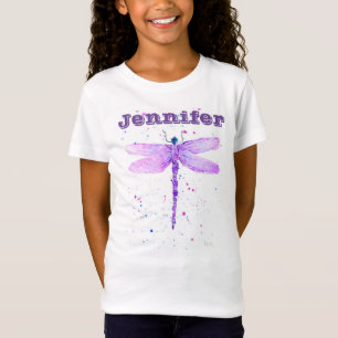 T-Shirt Fille de libellule violette Aimer mignon Pastel