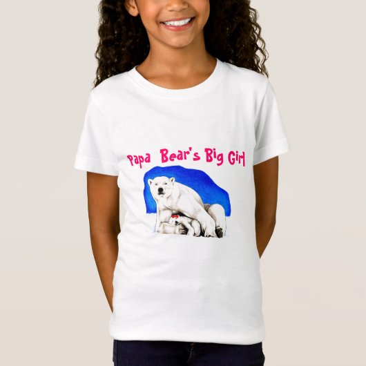 T-Shirt Fille de l'ours de papa la grande (Devant)