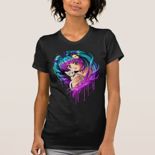 T-shirt Fille de Manga de chaton et de tresse