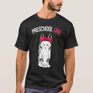 T-shirt Fille de maternelle retour à l'école Cheval mignon