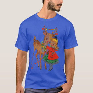 T-shirt Fille de Noël Vintage et renne