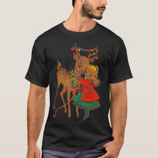 T-shirt Fille de Noël Vintage et renne