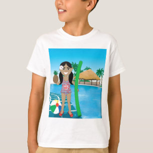 T-shirt Fille de Piscine Hawaïenne