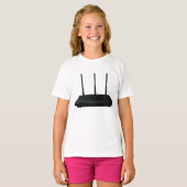T-shirt fille de routeur sans fil (Devant entier)