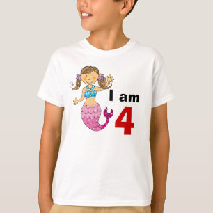 T-shirt fille de sirène d'anniversaire de 4 ans