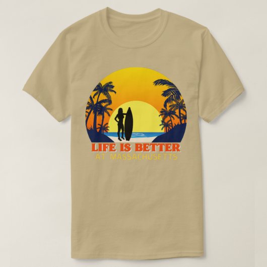 T-shirt Fille de surf en Massachusetts (Design devant)