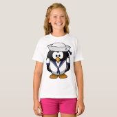 T-shirt fille de voile de pingouin (Devant entier)