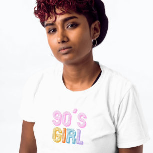 T-shirt fille des années 90 texte simple moderne blanc 