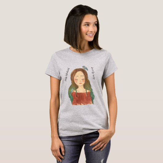 T-shirt Fille des Merles Bleus N'envole Pas (Devant entier)