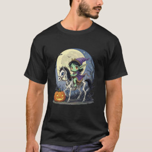 T-shirt Fille d'Halloween Elfe noir Gobelin Trolle chevauc