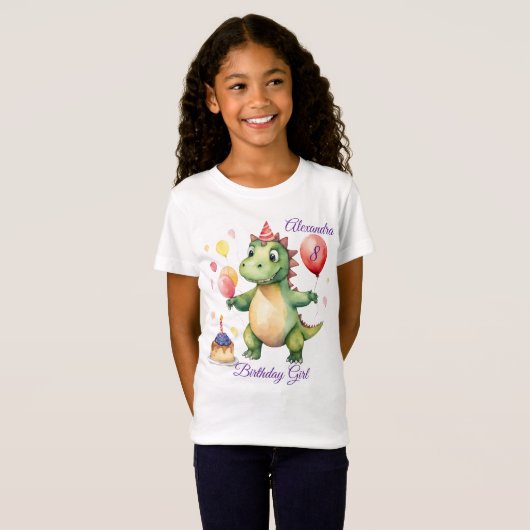 T-Shirt Fille Dinosaur Anniversaire (Devant entier)
