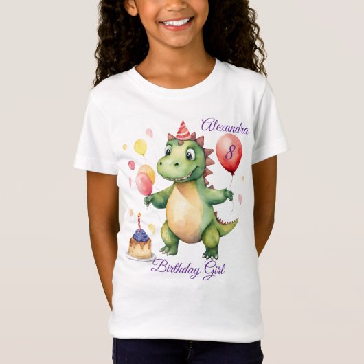 T-Shirt Fille Dinosaur Anniversaire (Devant)