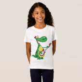 T-shirt fille Dinosaure Jeu de guitare (Devant entier)