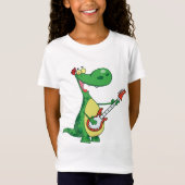 T-shirt fille Dinosaure Jeu de guitare (Devant)