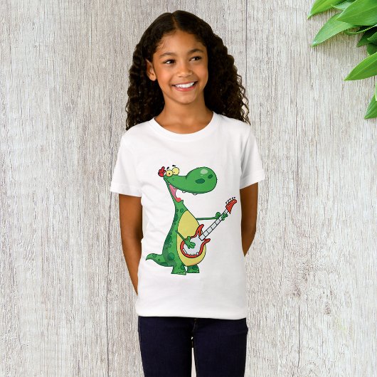 T-shirt fille Dinosaure Jeu de guitare