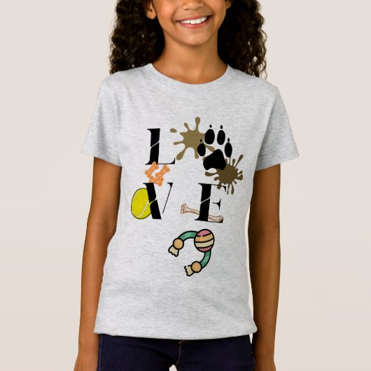T-Shirt Fille "Dog Love" (Devant)