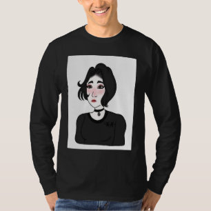T-shirt Fille doomer E girl Sentiment Wojak Mème