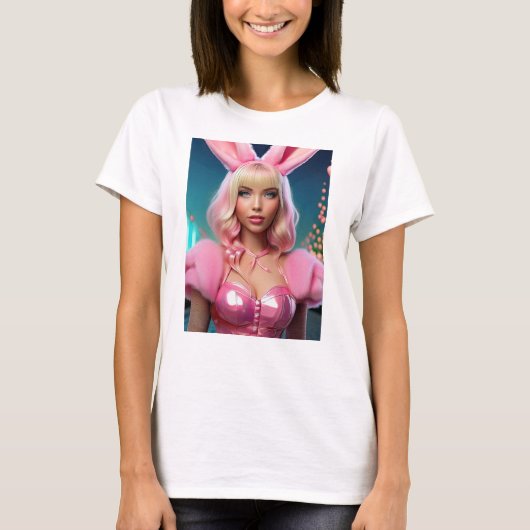 T-shirt Fille Drôle Beau Lapin (Devant)