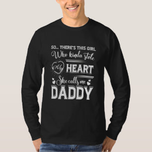 T-shirt Fille Drôle Qui M'A Volé Le Coeur M'Appelle Papa