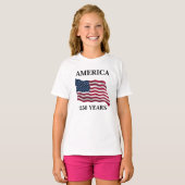 T-shirt Fille du drapeau américain 250 ans (Devant entier)