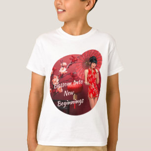 T-shirt Fille du Nouvel An chinois avec un parapluie rouge