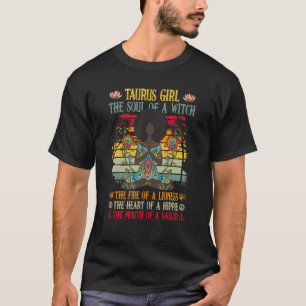 T-shirt Fille du Taureau L'Âme d'une Sorcière Bouche de Ma