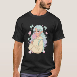 T-shirt Fille Elfe Mignonne Lollipop Anime Mignonne Pastel