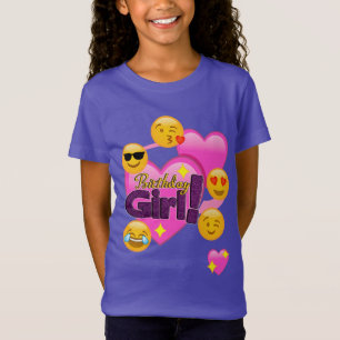 T-Shirt Fille Emojis (coeur) d'anniversaire