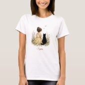 T-shirt Fille et chat noir (Devant)