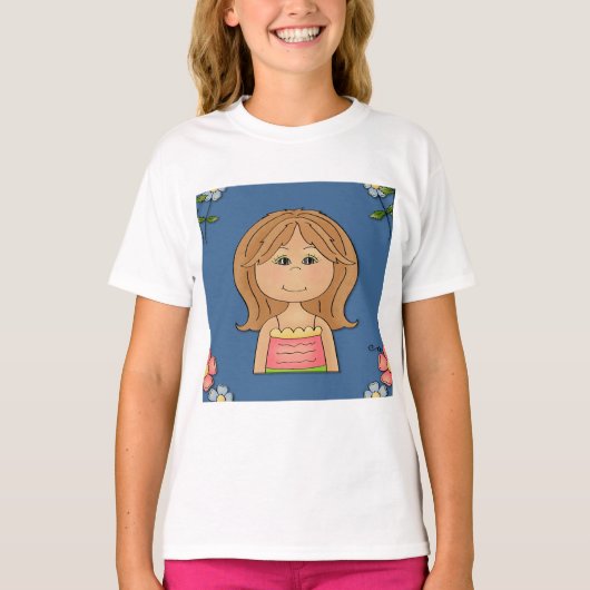 T-shirt Fille Et Fleurs (Devant)