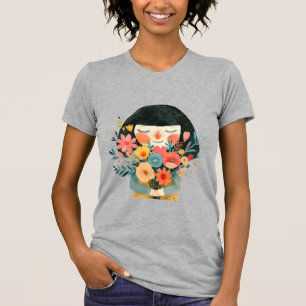T-shirt Fille et fleurs parfumées