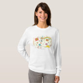T-shirt Fille et garçon jouant par le tableau noir (Devant entier)