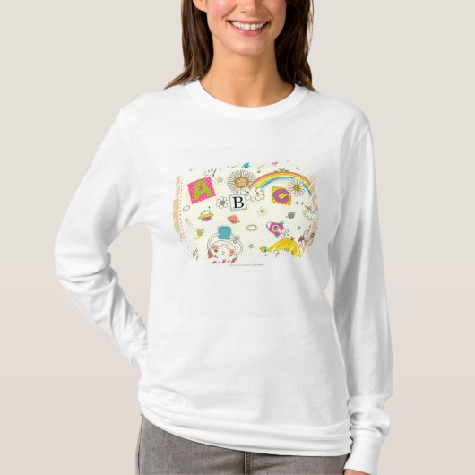 T-shirt Fille et garçon jouant par le tableau noir (Devant)