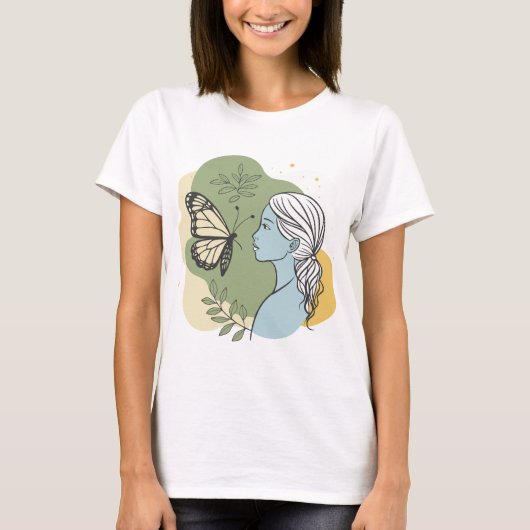 T-shirt Fille et papillon. Doux et romantique (Devant)