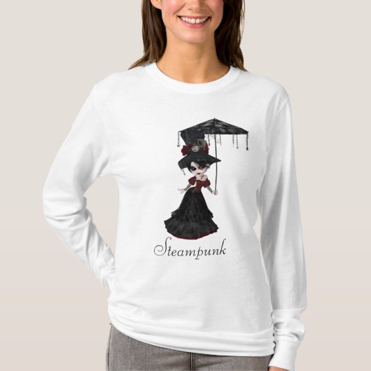 T-shirt Fille et parasol victoriens mignons de Steampunk (Devant)