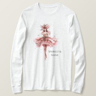 T-shirt Fille étincelante en Rose Rose robe or