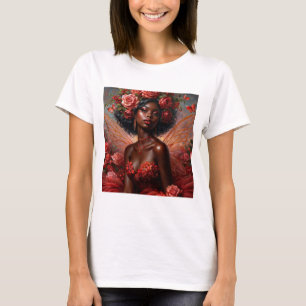 T-shirt Fille Fée Noire avec Roses