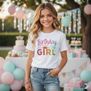 T-shirt Fille Fête de naissance Blanc Élégant