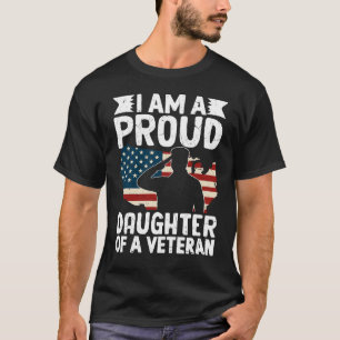 T-shirt Fille fière d'un vétéran patriote militaire papa