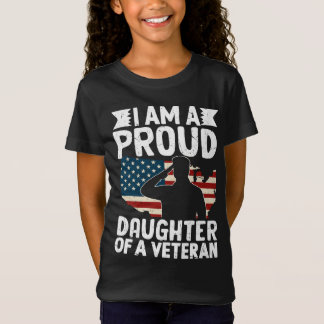T-Shirt Fille fière d'un vétéran patriote militaire Papa
