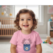 T-Shirt Fille Fleur de Poche Axolotl Rose