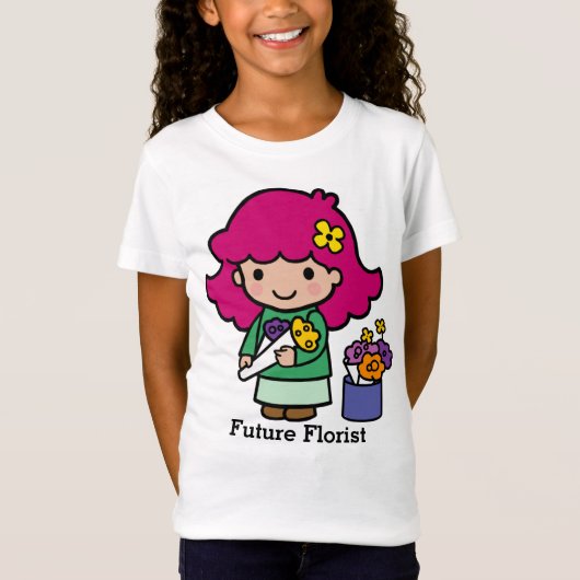 T-Shirt Fille fleuriste future avec fleurs (Devant)