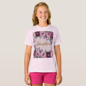 T-shirt fille Fleurs roses (Devant entier)