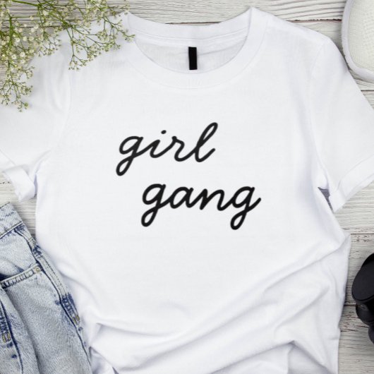 T-shirt fille gang mignon moderne féministe script de puis