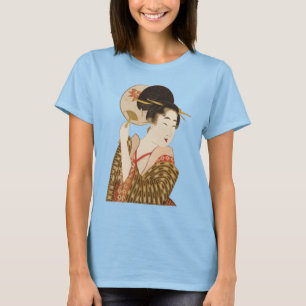 T-shirt Fille Geisha Japonaise Vintage en Kimono avec Éven